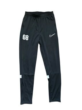 Nike Black Soccer Warmup Pant Dri-Fit Leg Zippers Sports White Swoosh Youth XL